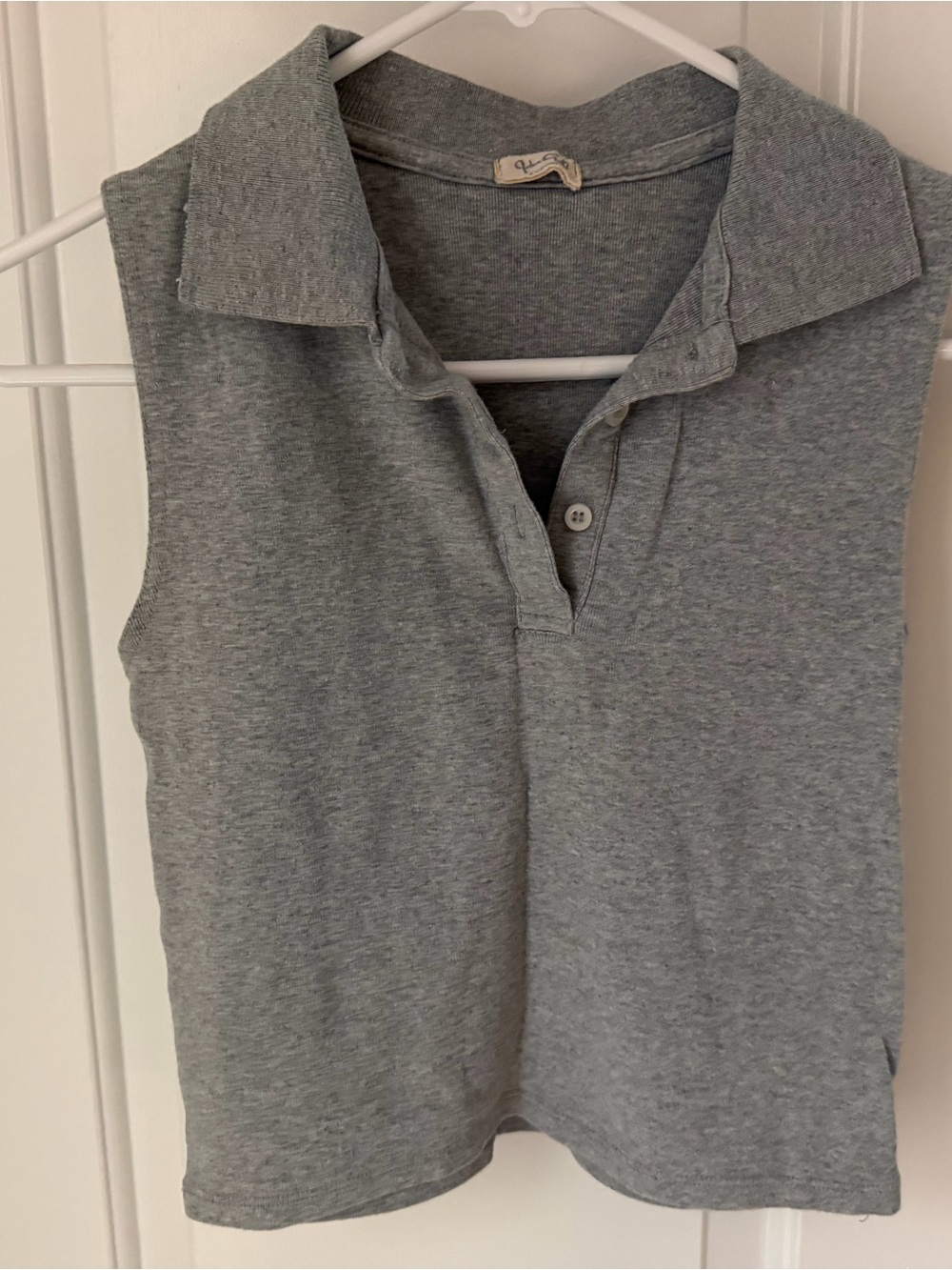 Brandy Melville Light Gray Sleeveless Polo Tank